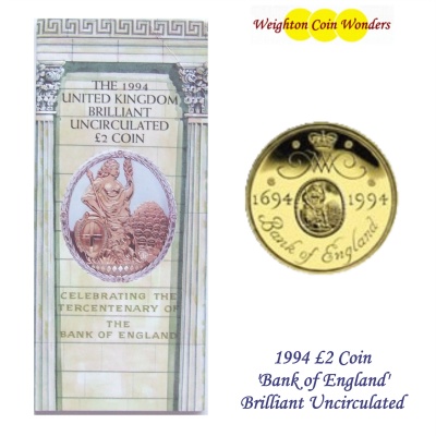 1994 £2 BU Coin Pack - Bank of England Tercentenary